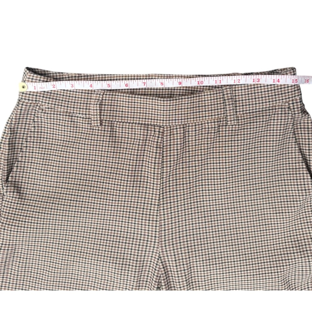 Perry Ellis Womens Slim Ankle Pants Size 10 Brown Houndstooth Stretch Dress Work - Picture 7 of 8